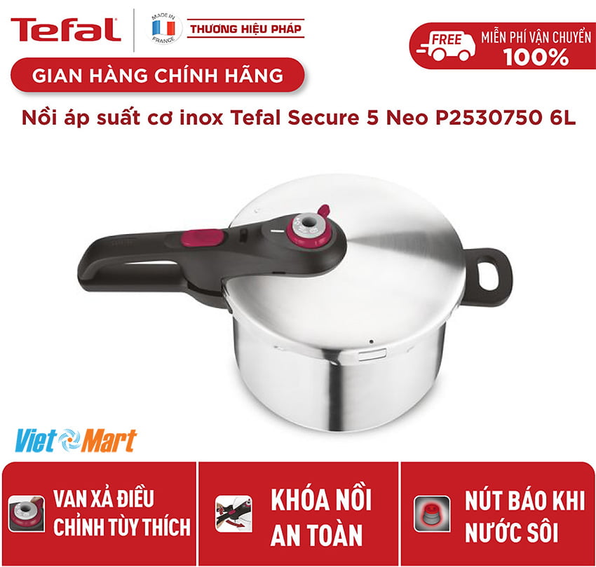 Nồi Áp Suất bếp tù Tefal Secure 5 Neo P2530750