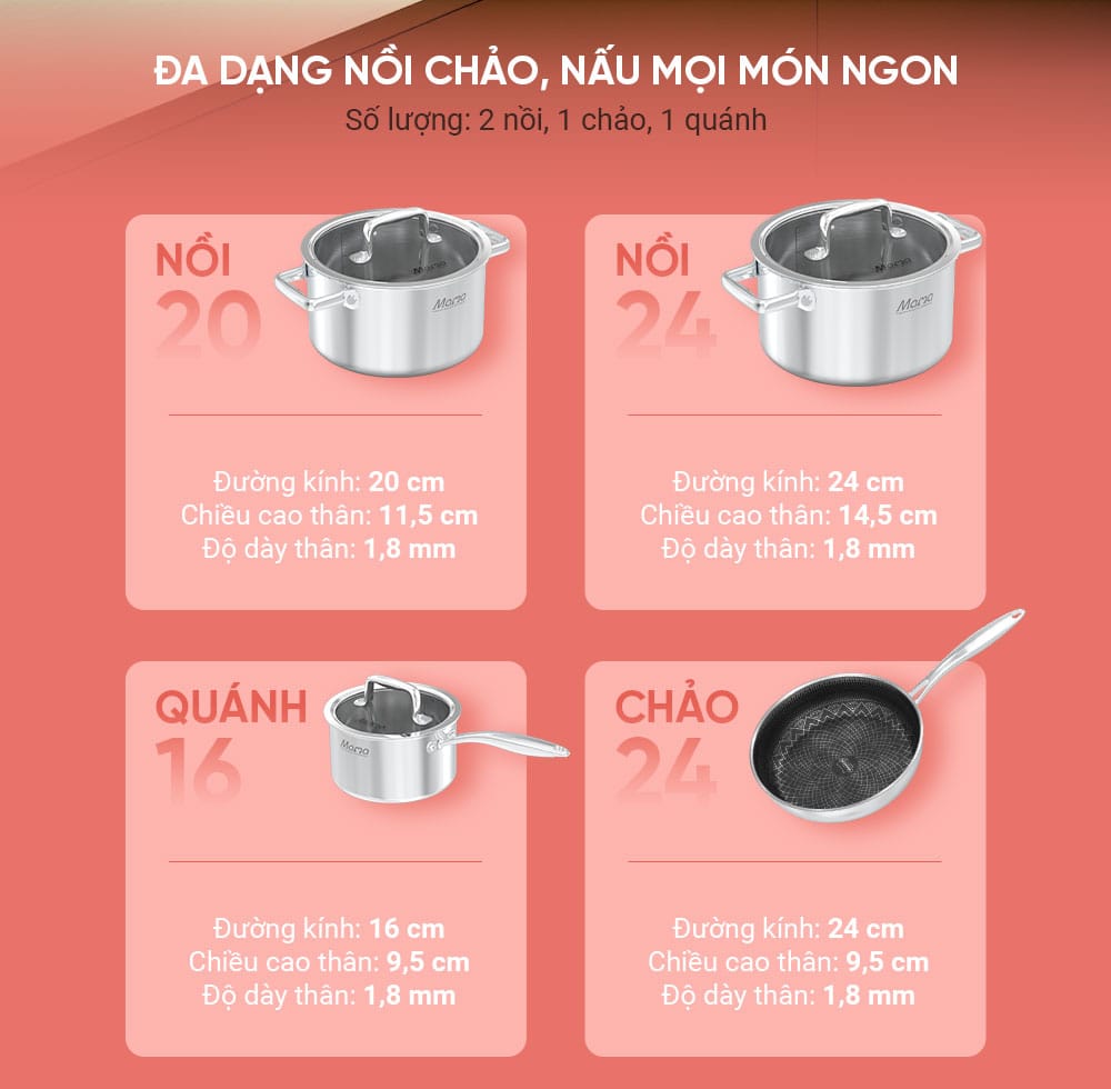 Đa dạng nồi chảo, dễ dàng xào nấu